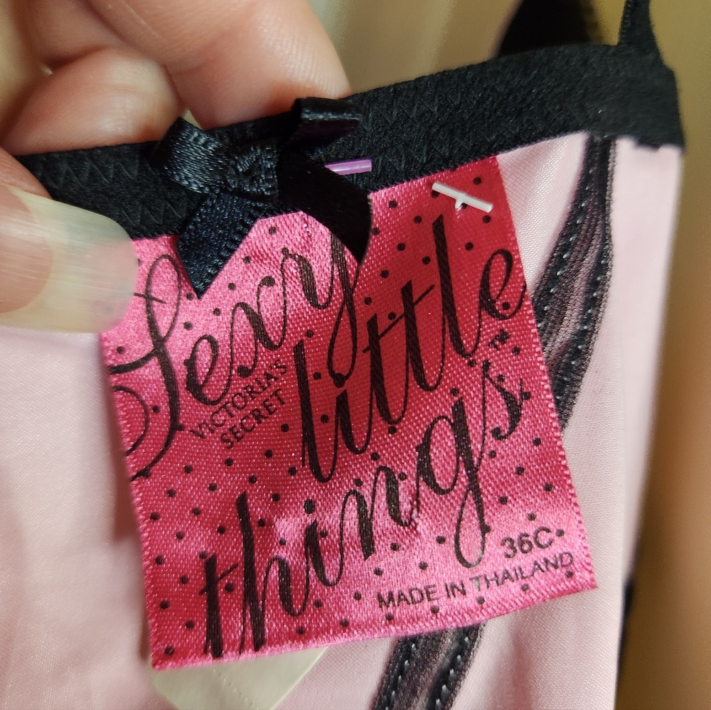 NWT Victoria’s Secret Sexy Little Things Pink Satin Corset Bustier w/ Black Lace - Picture 2 of 13